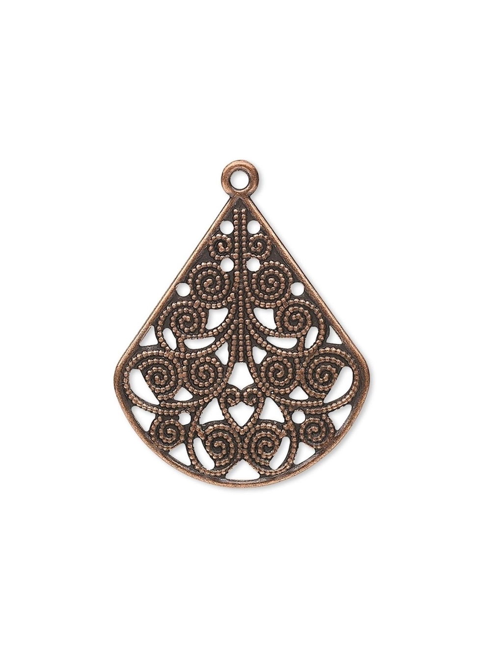 Antiqued Copper Victorian Filigree Teardrop 26mm Focal Drops Charms Beads 2 pcs